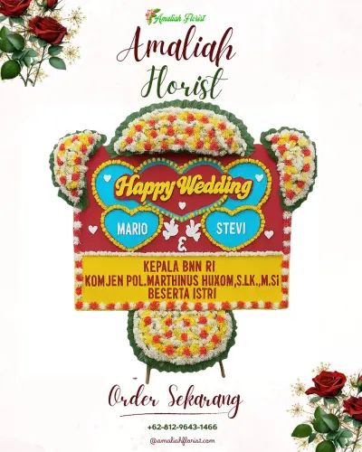 Karangan Papan Bunga Pernikahan di Belancan